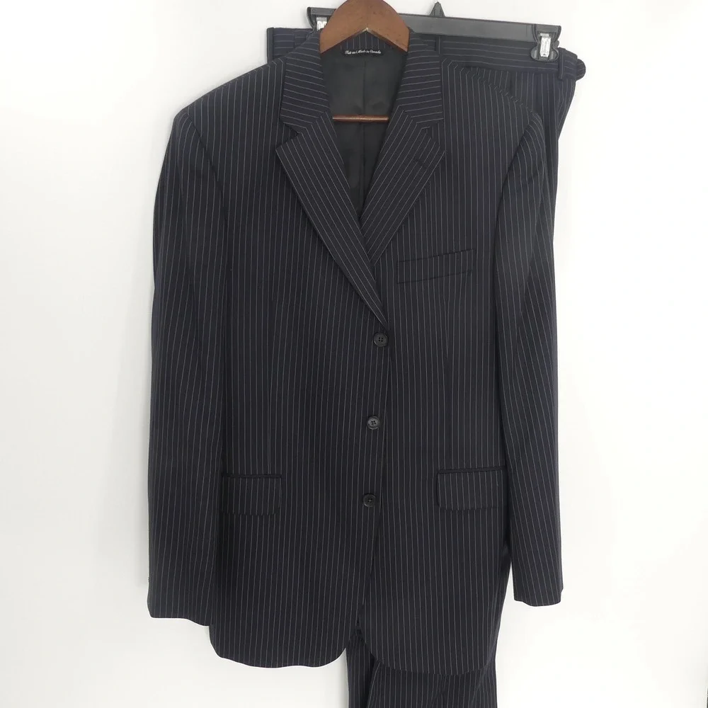 Jack Victor 2-Piece Wool Suit Dark Blue Stripe 41L‎ 35x31
